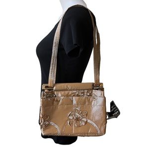 NWT, Vintage Toby Weston Hand Crafted 3D Floral Pattern Fabric Bag